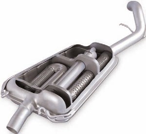 Bakre Ljuddämpare En bakre ljuddämpare som visar insidan.