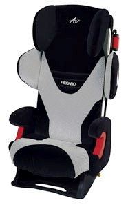 Bilbarnstol för barns färd i bil. Bilbarnstol från leverantören Recaro. Färg Grå & Svart